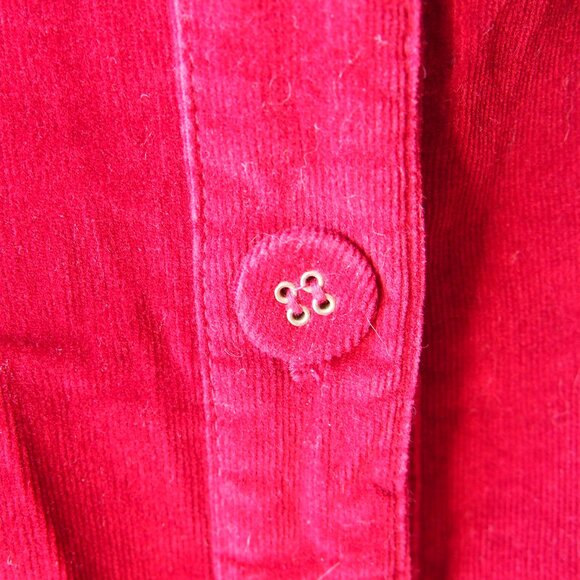Harve Benard by Benard Holtzman Red Button Front Corduroy Long Sleeve Top Size L - Picture 7 of 9